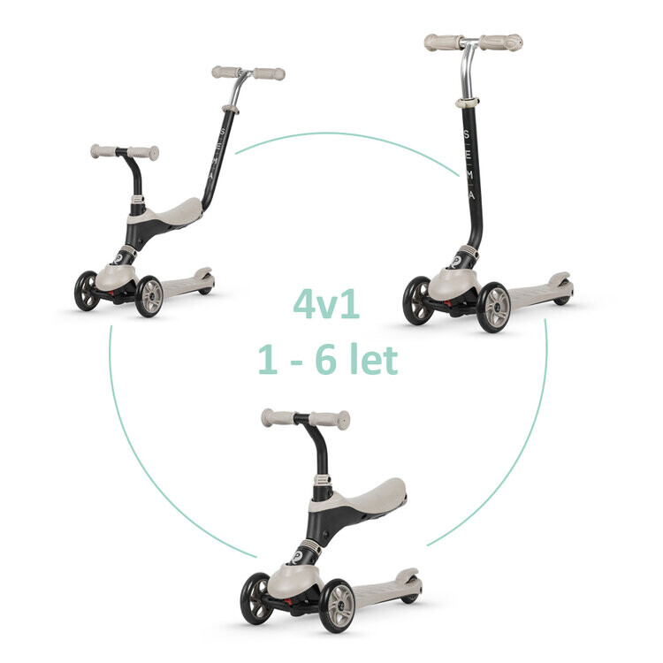 QPLAY Kolobežka Sema Beige, 5 v 1, vek 1-6 rokov