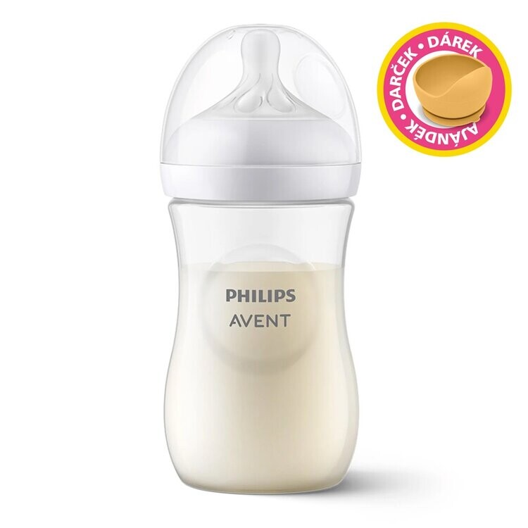 Philips AVENT Fľaša Natural Response 260 ml, 1m+darček PETITE&MARS Miska 6m+