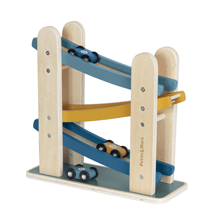 PETITE&MARS Hračka drevená pretekárska dráha Milky Way Wood of Mars 18m+ Cosmic Blue