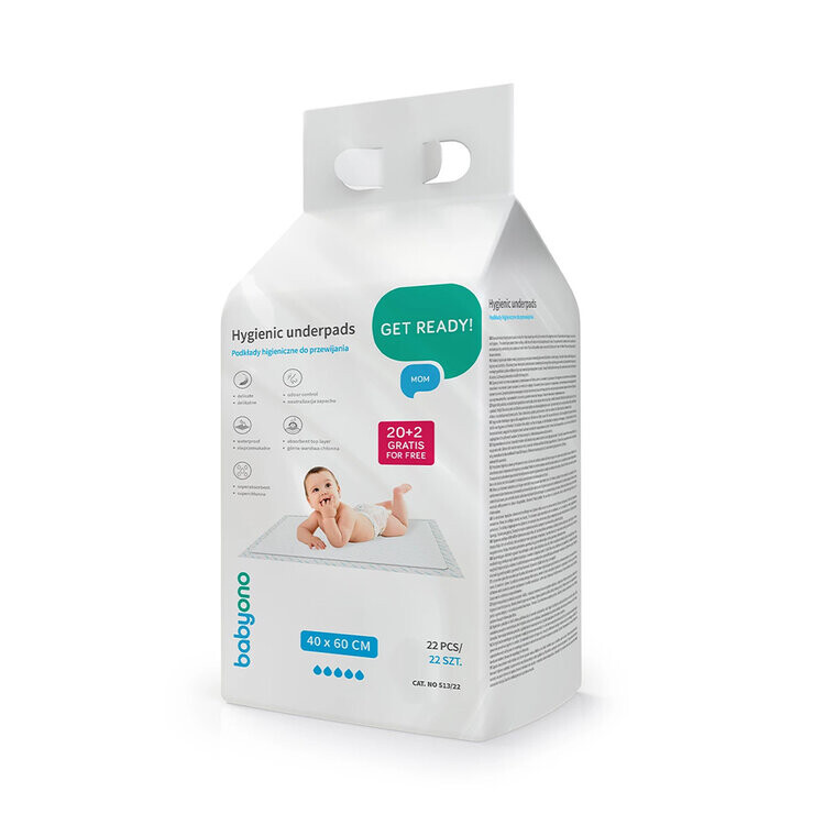 BABYONO Podložky prebaľovacie pod dieťa 40 x 60 cm, 20ks + 2ks zadarmo