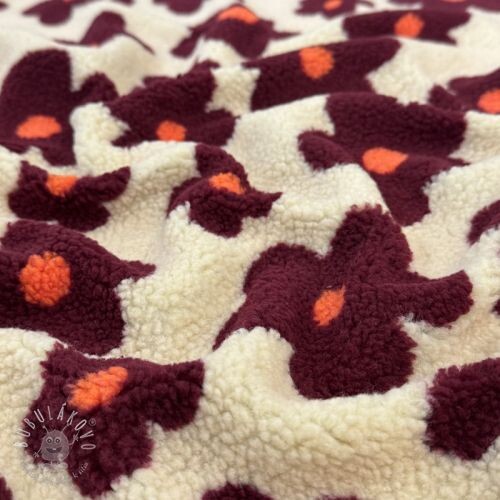 Kabátovina TEDDY JACQUARD Flowers beige