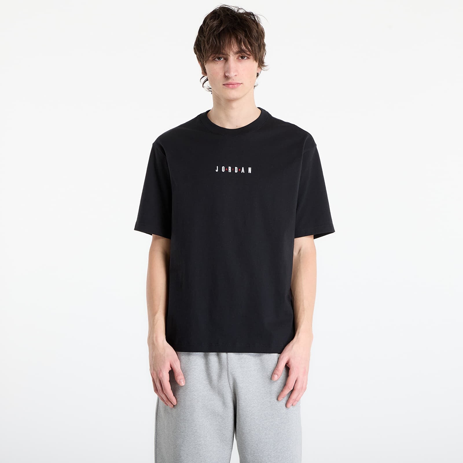 Tričko Jordan Men's Embroidered T-Shirt Black/ Sail/ Sail XXXL