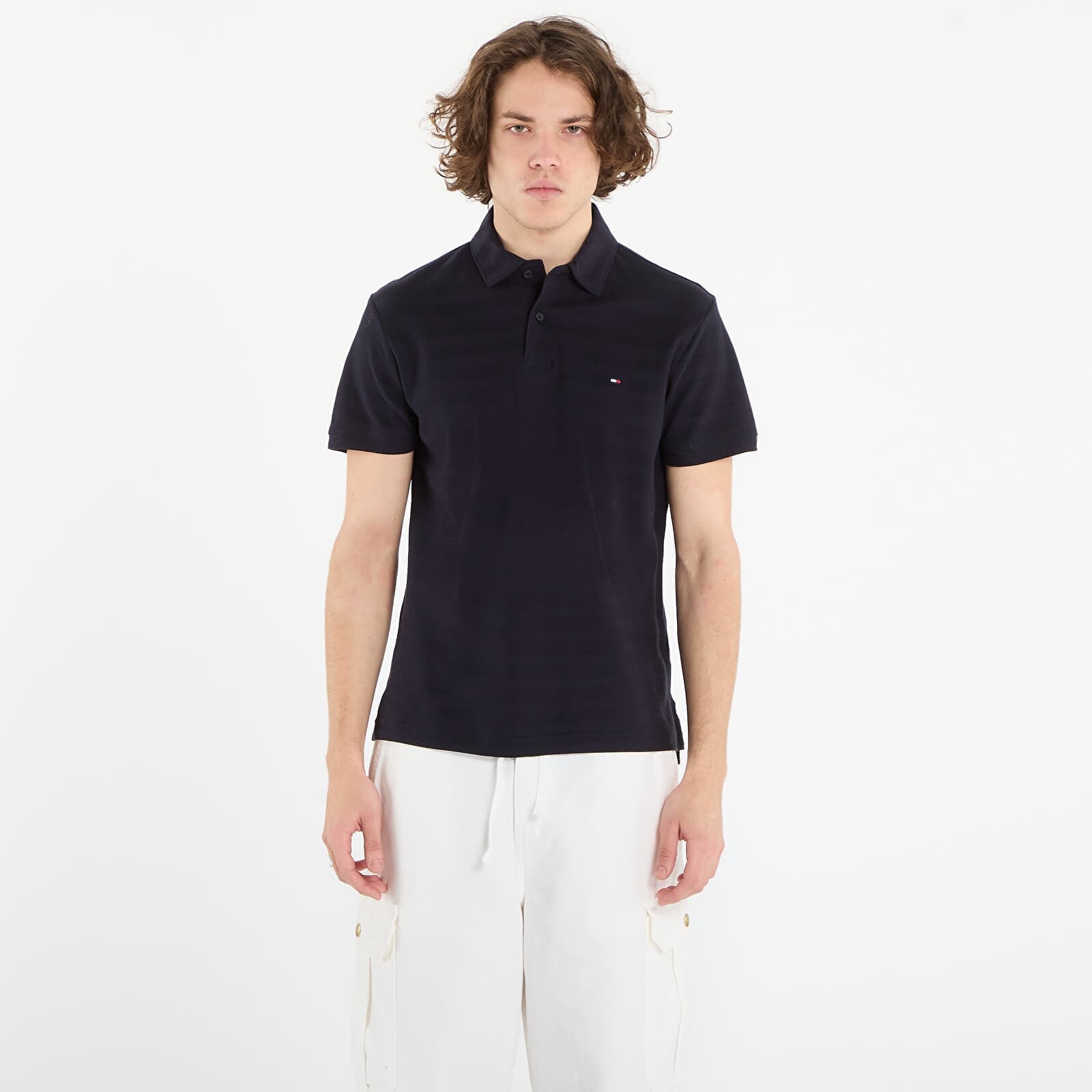 Tričko Tommy Hilfiger Ss Herringbone Reg Polo Desert Sky L