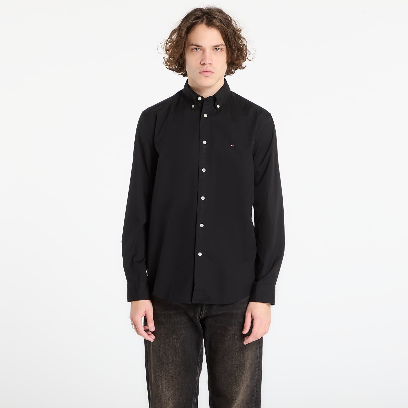 Košeľa Tommy Hilfiger Core Flex Poplin Solid Rf Shirt Black L