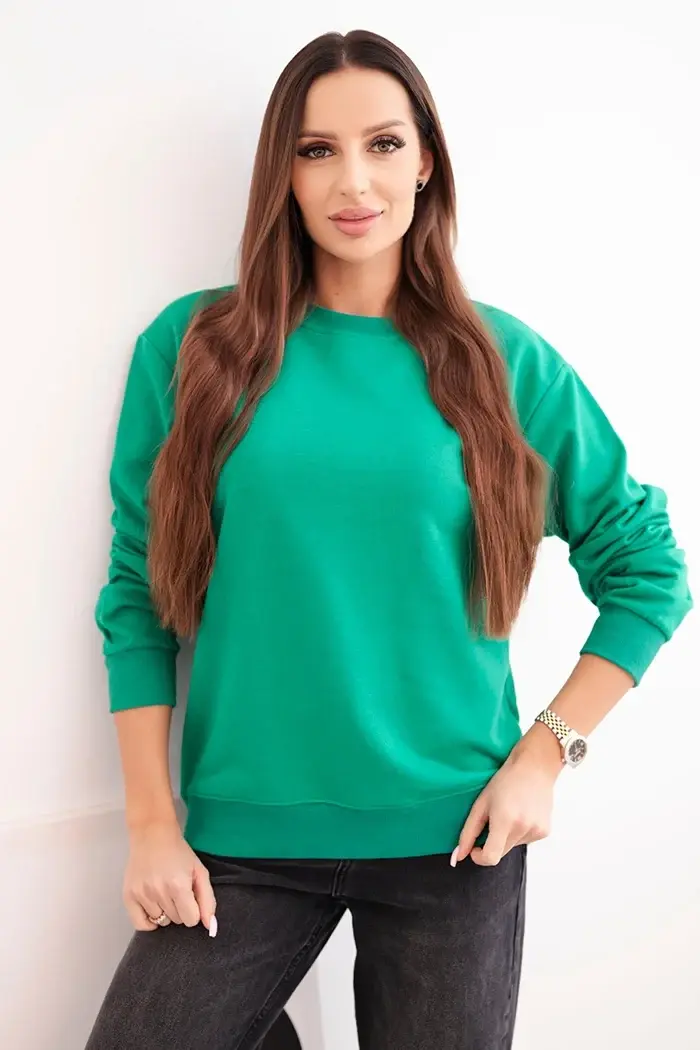 Kesi Włoski Dámska mikina s okrúhlym výstrihom základná z bavlny svetlozelená