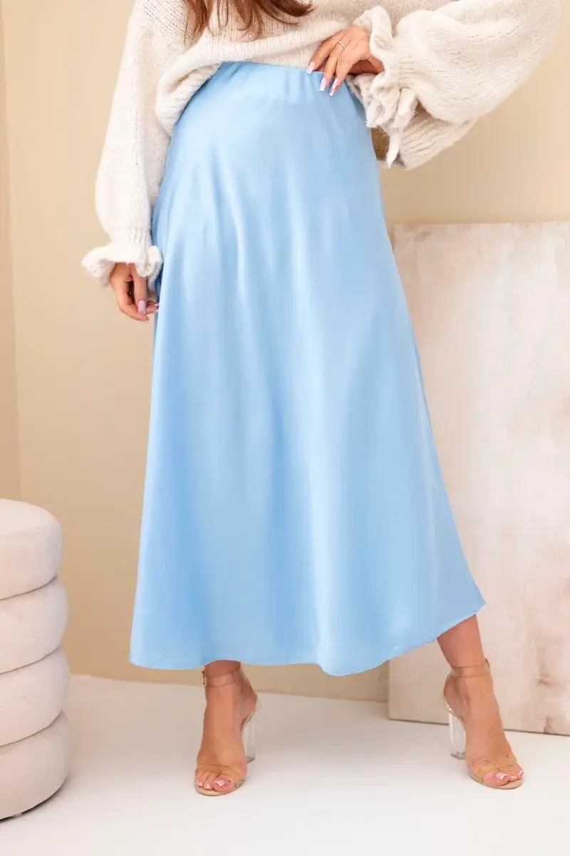 Kesi Włoski dámska rozšírená viskózová sukňa modrá