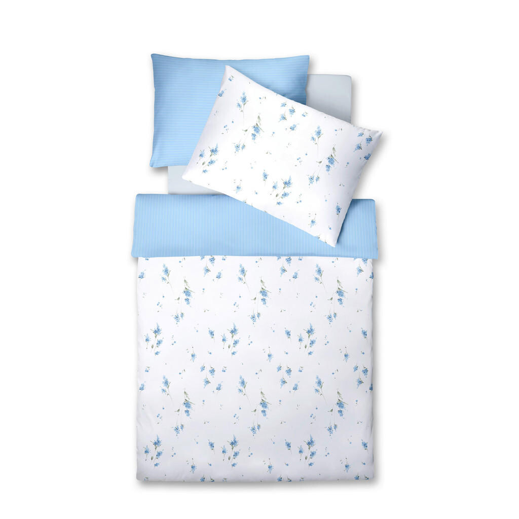 Fleuresse POSTEĽNÁ BIELIZEŇ, makosatén, biela, pastelová modrá, šalviovozelená, 140/200 cm