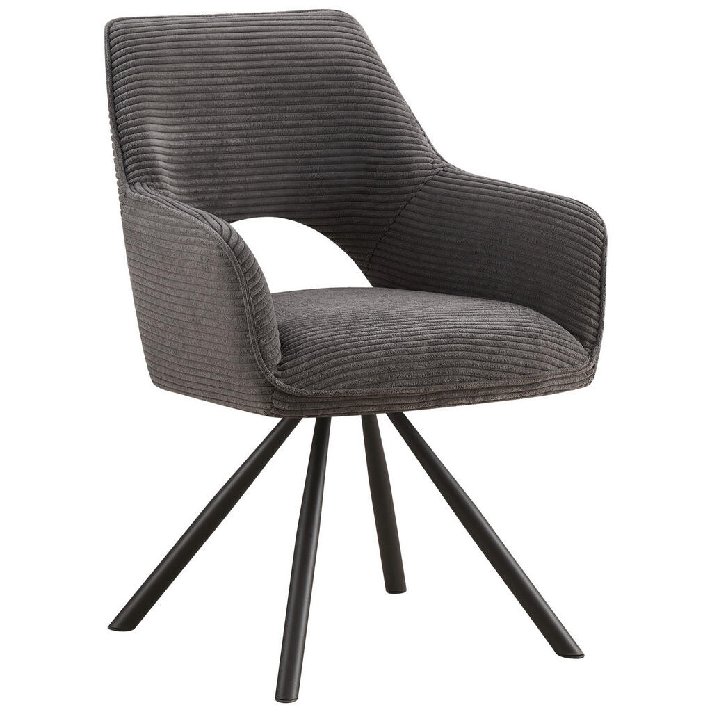 Hom`in STOLIČKA S PODRÚČKAMI, železo, kord, čierna, tmavosivá