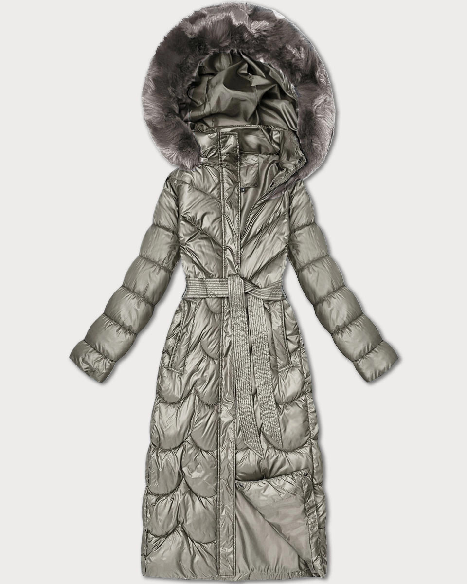 Klasický béžový prešívaný kabát s kapucňou Minority (T3-2620#-62) odstíny béžové M (38)