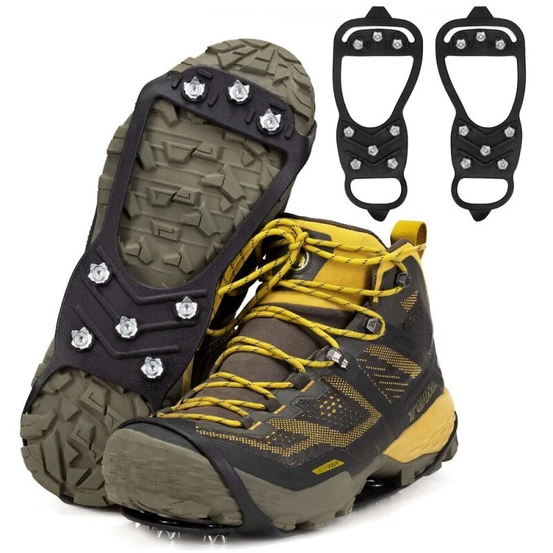 Protišmykové návleky na topánky Springos naťahovacie - čierne-strieborné,