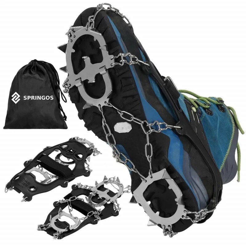 Protišmykové návleky na topánky Springos Devon - čierne-strieborné,