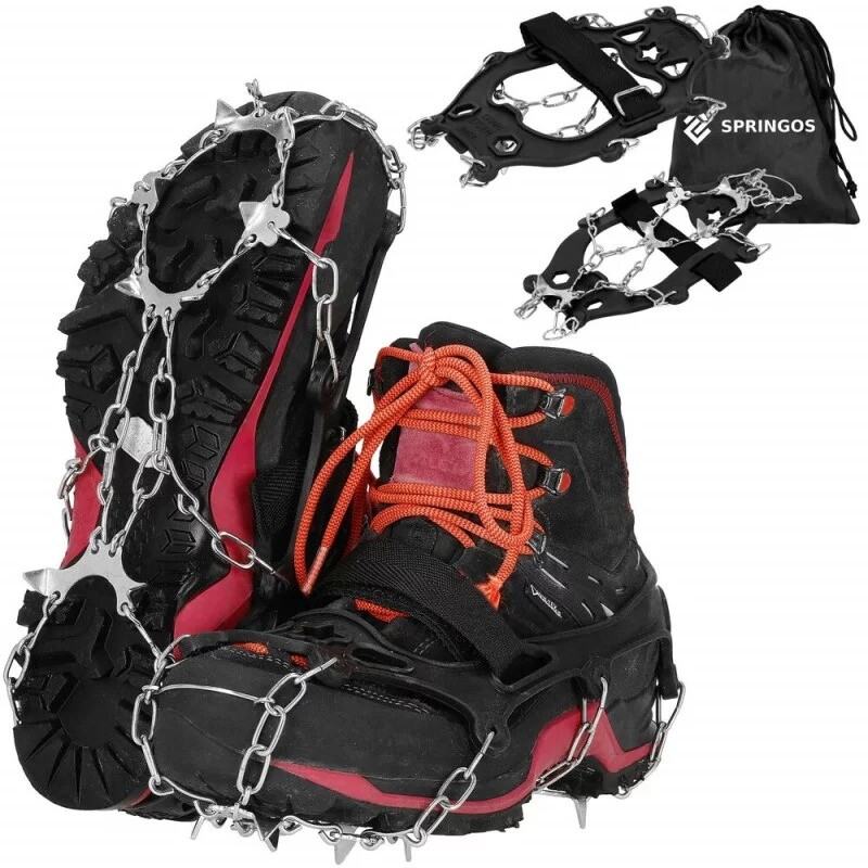 Protišmykové návleky na topánky Springos Dolomit - čierne-strieborné,