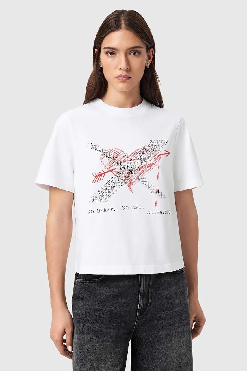 Bavlnené tričko AllSaints HEARTACHE