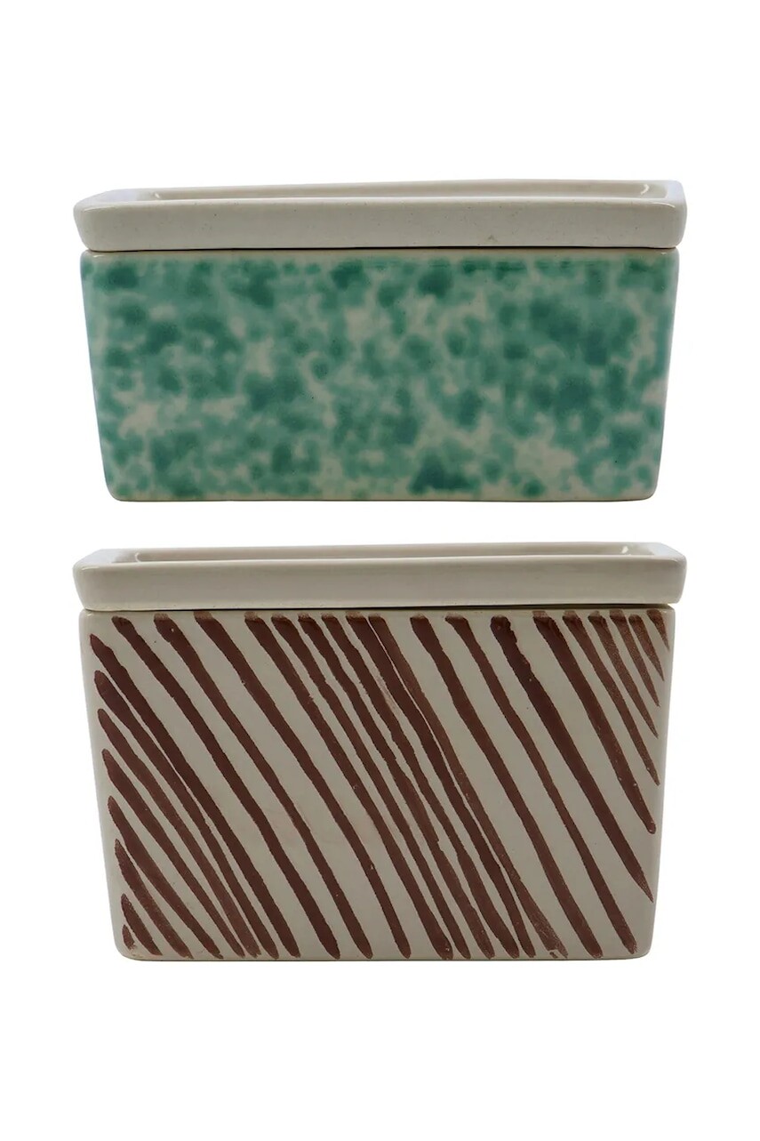 Sada skladovacích nádob s vekom House Doctor HDDiva 12,5 x 9 x 6 / 12,5 x 9 x 8 cm. 2-pak