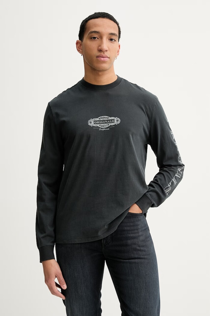 Bavlnené tričko s dlhým rukávom Guess Originals