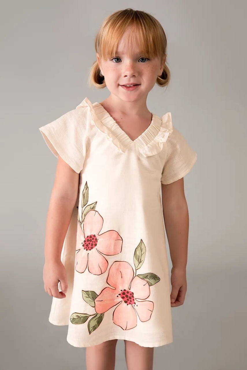 Detské šaty s prímesou ľanu Mayoral