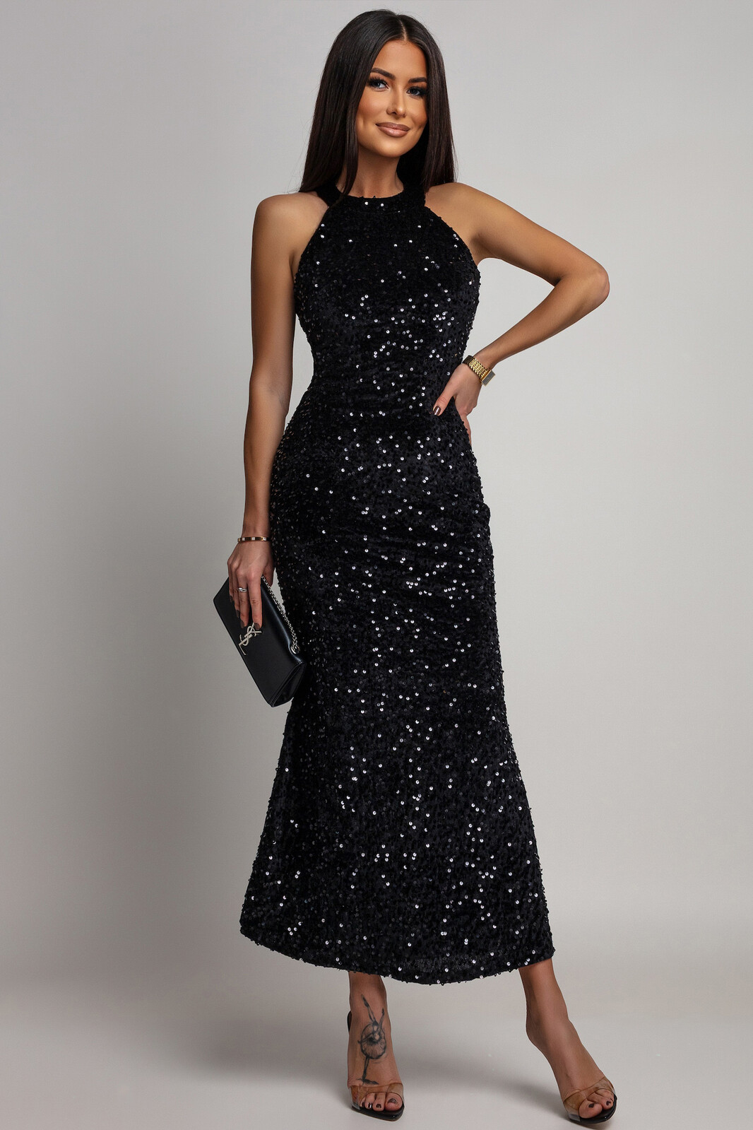 Azzurra Čierne priliehavé flitrované šaty Veľkosť: UNI