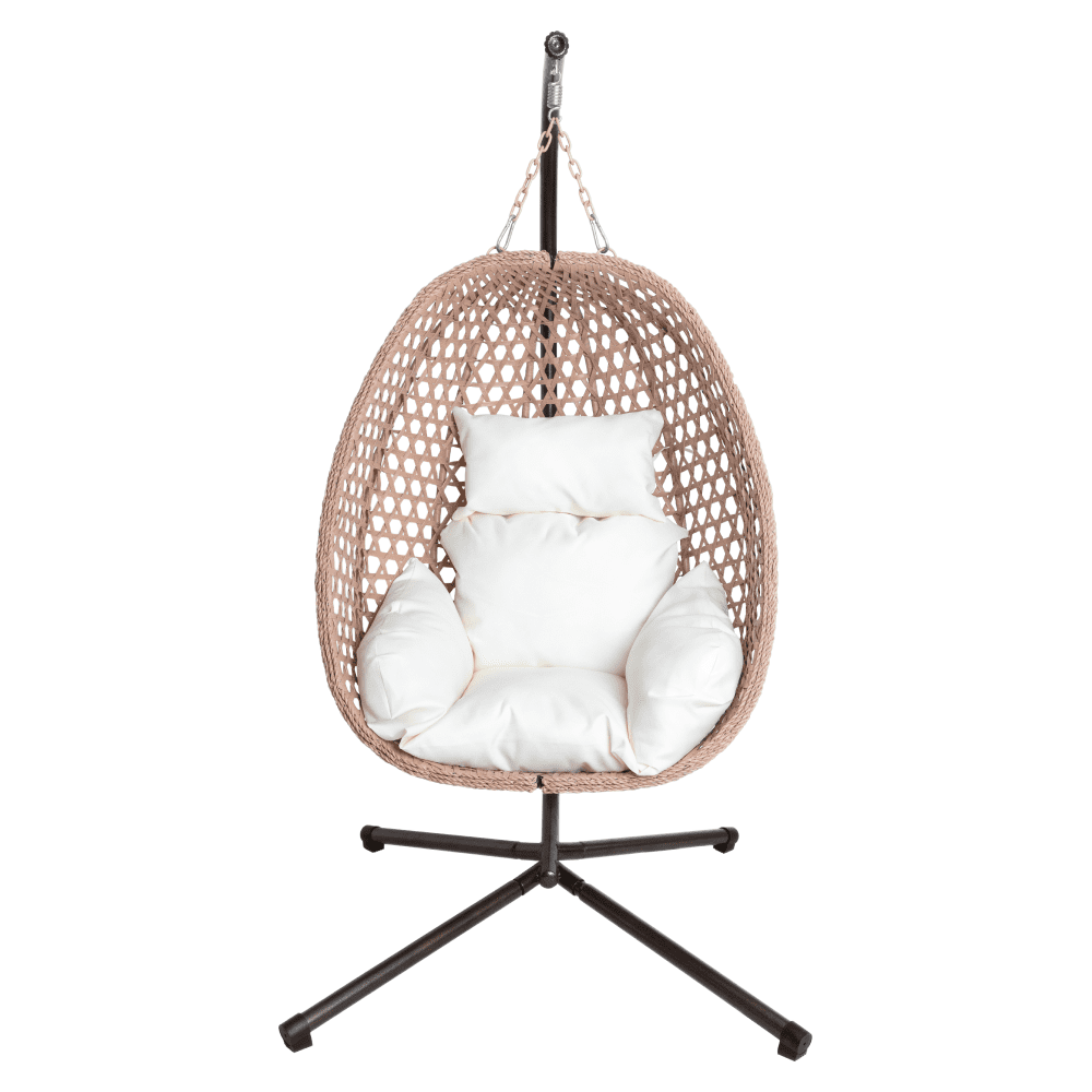 Závesné kreslo, medená/béžová/krémová, SANAN