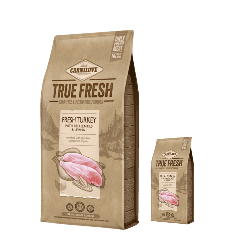 Carnilove True Fresh - Fresh Turkey with Red Lentils and Lemna 11,4 kg + 1,4 kg ZADARMO