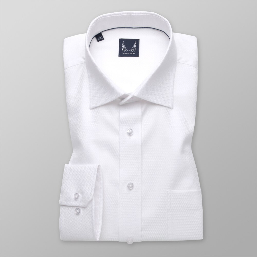 Pánska košeľa klasická bielej farby s jemným vzorom 11396