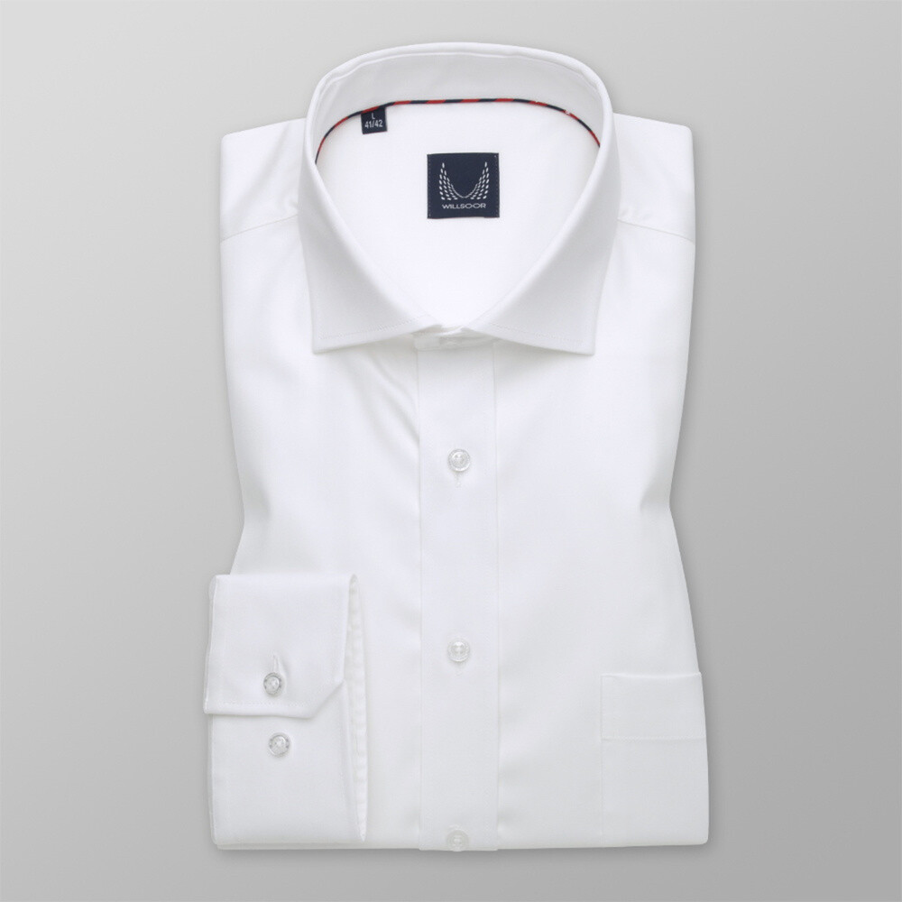 Pánska košeľa klasická biela s hladkým vzorom 12257