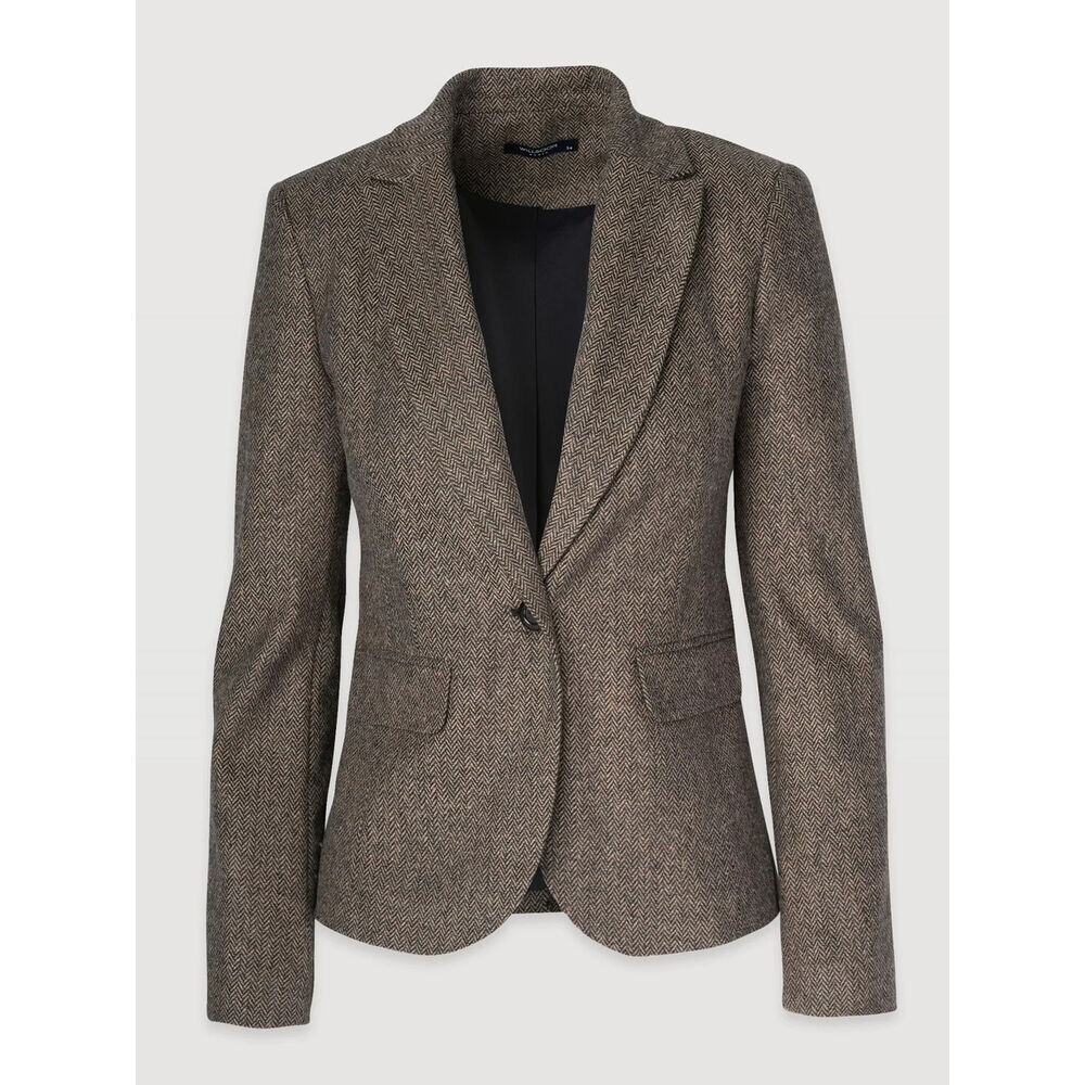 Elegantné dámske sako s hnedo-čiernym vzorom 19576