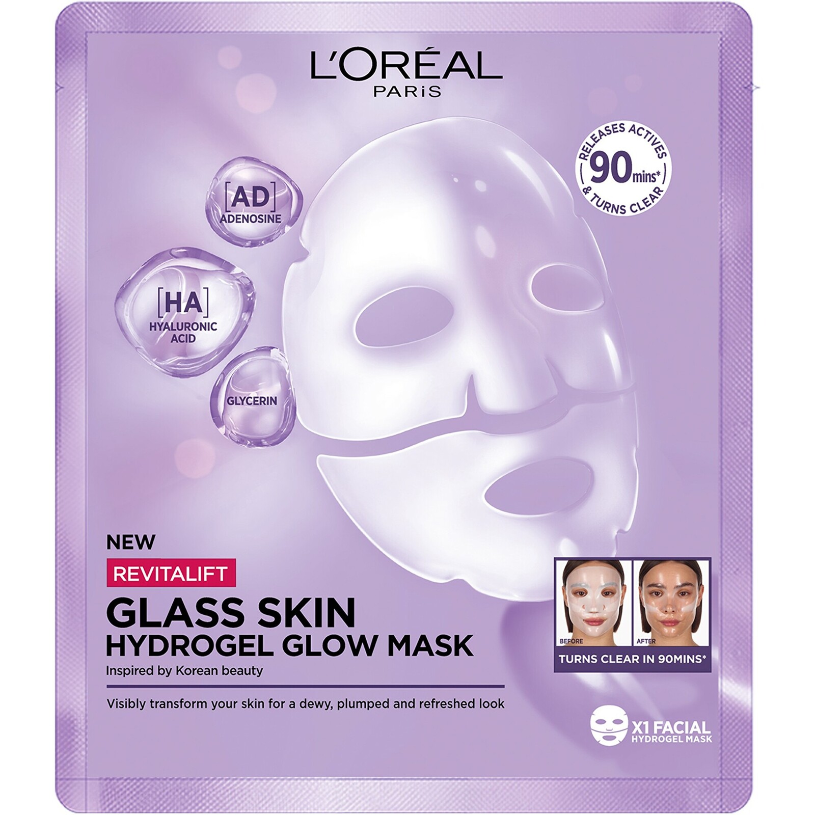 L'Oréal Paris Hydrogélová rozjasňujúca maska Filler Glass Skin Mask 25 g