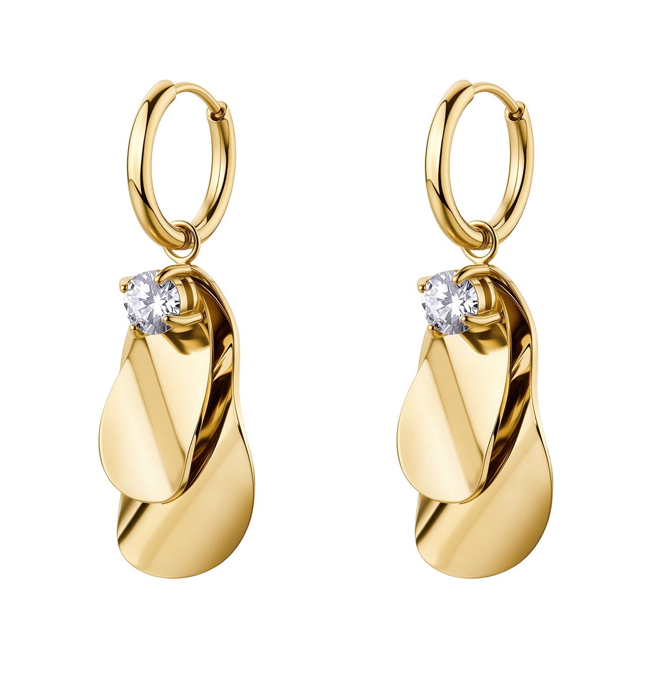 Brosway Moderné pozlátené náušnice s kryštálom 2v1 Bloom BOM22