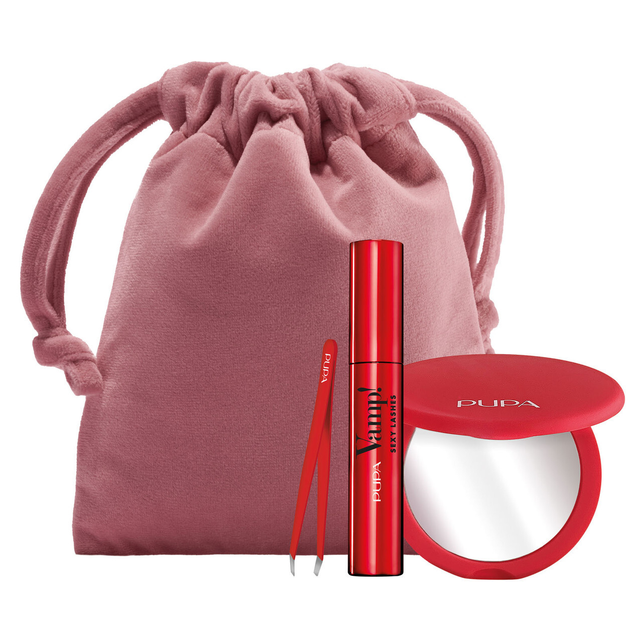 PUPA Milano Darčeková sada s pinzetou a zrkadielkom Sexy Lashes Mascara