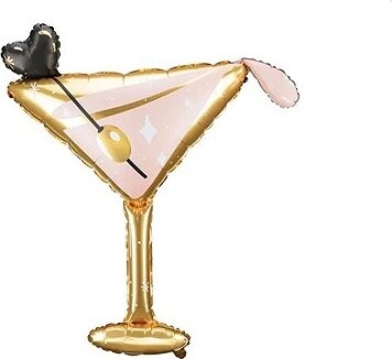 PARTYDECO Balón foliový koktejlová sklenice, rosegold, 80 cm
