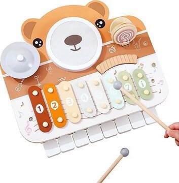 Derrson Multifunkčný xylofón, bicie a piano Medveď 6 v 1