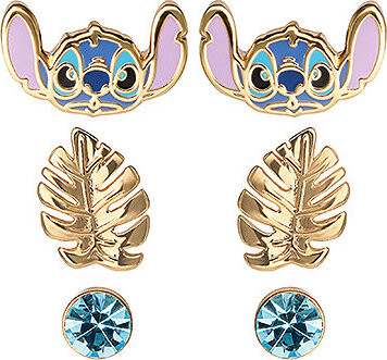 Disney set detských náušníc s motívom Stitch palmový list a modrý kryštál SF00262YRQL.PH