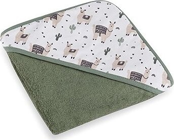 PETITE&MARS Osuška bambusová 100 × 100 cm s kapucí Loulou Lama Vibes