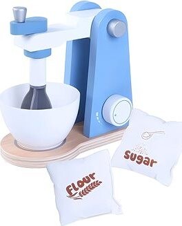 Derrson Drevený mixér modrý, sada