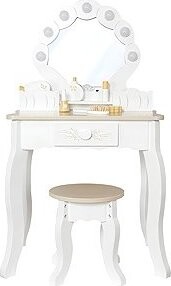 Derrson Toaletní stolek Luxury svítící, bílý