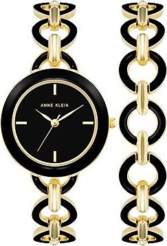 Anne Klein darčeková sada hodiniek a náramku AK/4066BKST