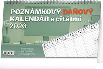 NOTIQUE Poznámkový daňový s citátmi 2026, 25 × 14,5 cm