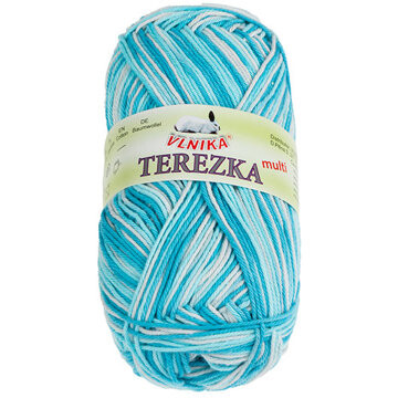 BELLATEX Priadza Terezka multi 50 g - 252 biela, modrá, tyrkysová