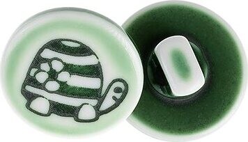 Gombíky Žirovnice Gombík 1,5 cm korytnačka na zelenej 349892V, súprava 6 ks
