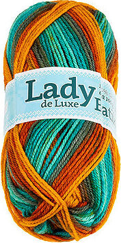 BELLATEX Priadza Lady de Luxe BATIK 100 g - 608 oranžová, zelená, hnedá