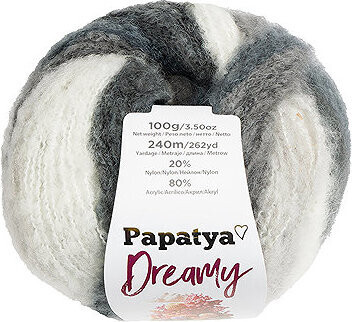 BELLATEX Priadza Papatya Dreamy 100 g, 09 biela, čierna, šedá