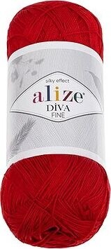 Vlnika Diva Fine 100 g, 106 červená