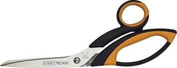 Nožnice na tech. tkaniny, rovné-pogum. rukoväť (čierne/žlté); Kretzer Solingen FINNY 742020; mikrozúbky