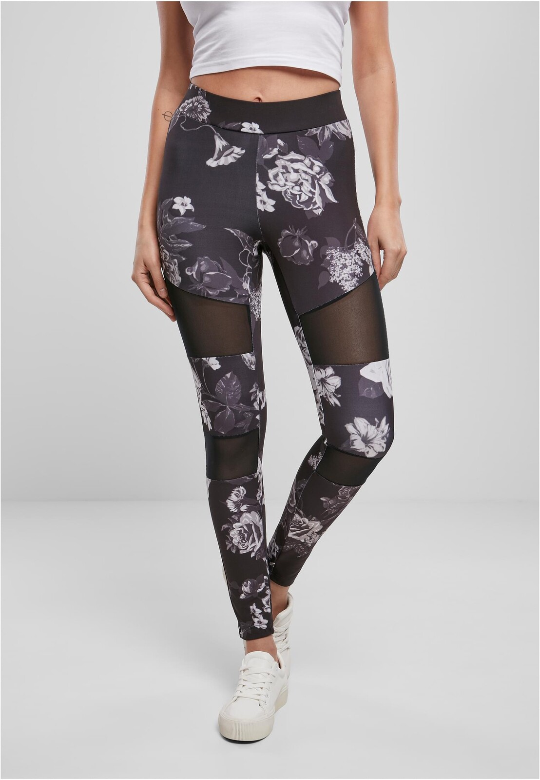 Urban Classics Ladies Tech Mesh AOP Leggings darkflower - XS