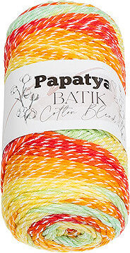 BELLATEX Priadza Papatya Cotton Blend batik 100 g, 1004 biela, žltá, zelená