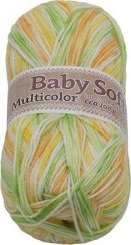 Baby soft multicolor 100 g – 608 biela, žltá, oranžová, zelená