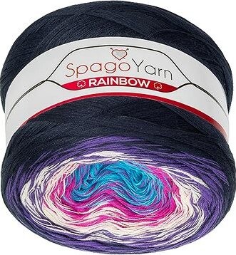 BELLATEX SpagoYarn Rainbow 250 g – 9 fialová, ružová, tyrkys