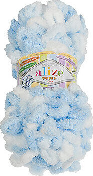 BELLATEX Priadza Puffy color 100 g - 5865 biela, modrá