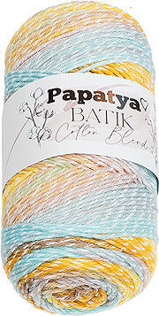 BELLATEX Priadza Papatya Cotton Blend batik 100 g, 1001 biela, ružová, modrá