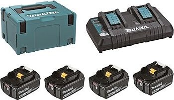 MAKITA Sada Li-ion LXT 18V 4 × akumulátor 6,0Ah BL1860B + nabíječka dvojnásobná DC18RD + Makpac